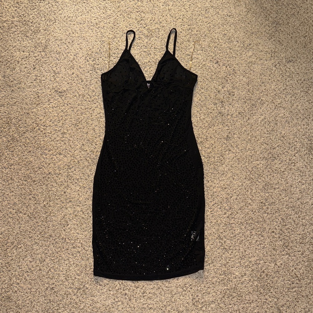 Elegant Rhinestone Black Evening Dress